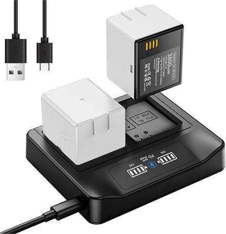 2-Pack Rechargeable Batteries + PD LCD USB Dual Battery Charger for Arlo Pro