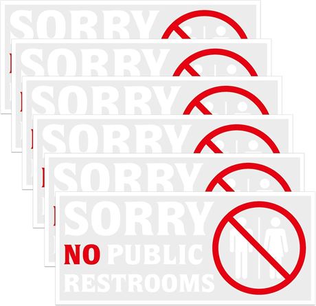 6 Restroom Signs for Business, No Public Restroom Removable Bathroom Signs