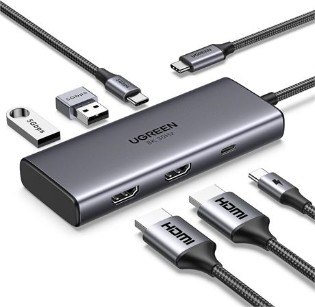 Docking Station UGREEN USB-C 6-en-1 4K 8K 100W Données 5Gbps