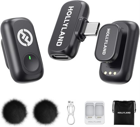 Hollyland Lark A1 Mini Duo Wireless Mic for iPhone/Android, 2TX + USB-C RX