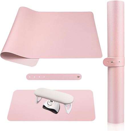 Subay Nail Art Table Mat, Pink Foldable Desk Mat 23.6×13.7