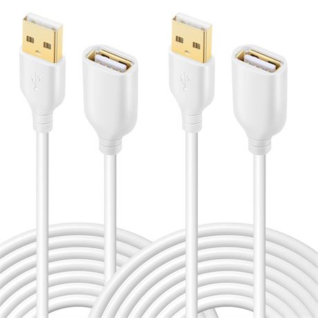 Excgood USB Extension Cable 16ft 2-Pack USB 2.0 Type A Male to Female