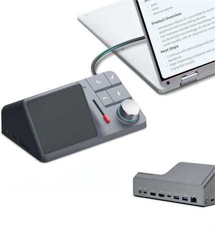H1 11-in-1 USB-C Docking Station, Dual 4K HDMI, 118W PD, AI Voice Recorder