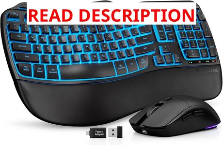 SABLUTE Ergonomic Wireless Keyboard & Mouse, 4000mAh Backlit, Windows/Mac