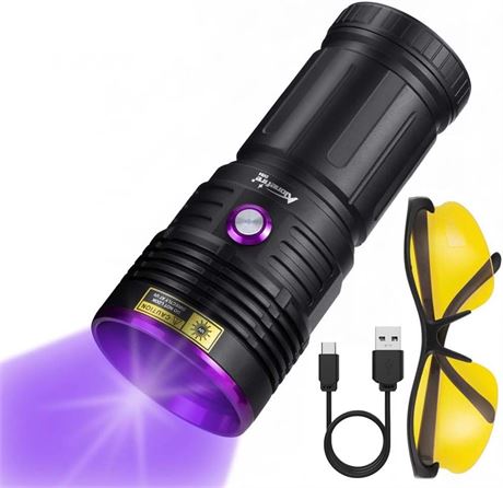 ALONEFIRE SV84 365nm UV Flashlight 45W Rechargeable Black Light Kit