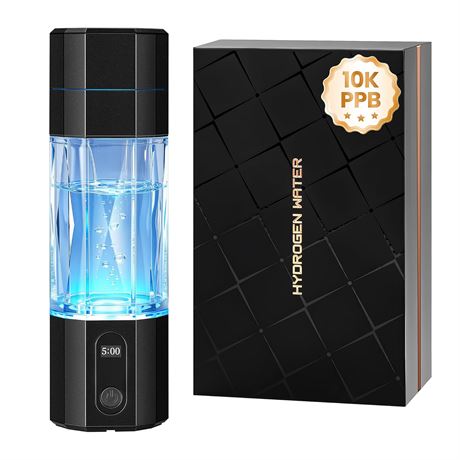 Hydrogen Water Bottle 10,000+ PPB Molecular Hydrogen Infusion SPE/PEM Black