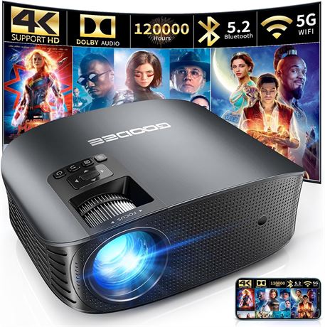 GooDee 4K Projector with WiFi & Bluetooth, FHD 1080P Mini Home Theater