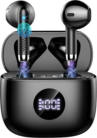 Écouteurs sans fil Bluetooth 5.4 avec suppression de bruit et affichage LED