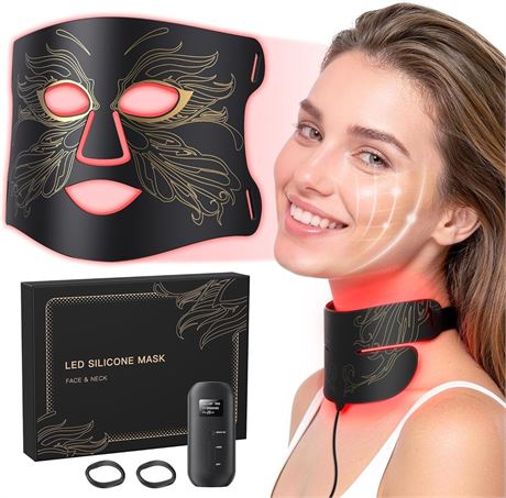 7-in-1 Red Light Therapy Face Mask, 324 LEDs, 5 Brightness, 20-min Timer