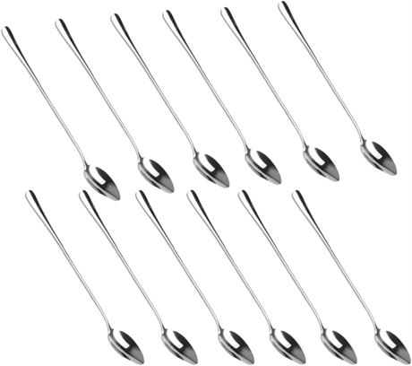Cuillères Longues 12pcs Acier Inox 7.8" Cocktail Dessert