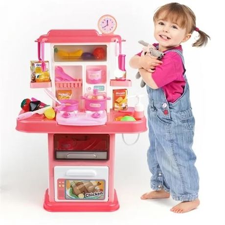 Cuisine Enfant Flooyes avec Évier & Lumières, Jeu Imitation Filles 3-6 Ans