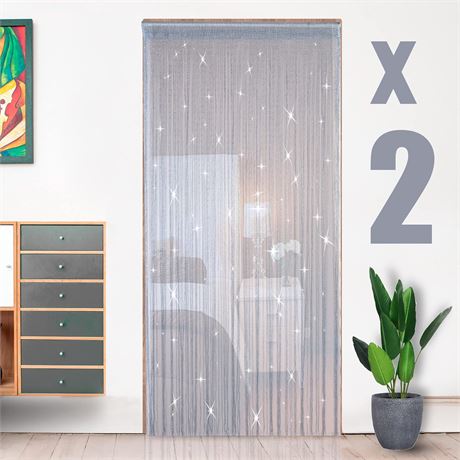 HYSENM Lot de 2 rideaux   franges   paillettes 99 x 201 cm   s paration