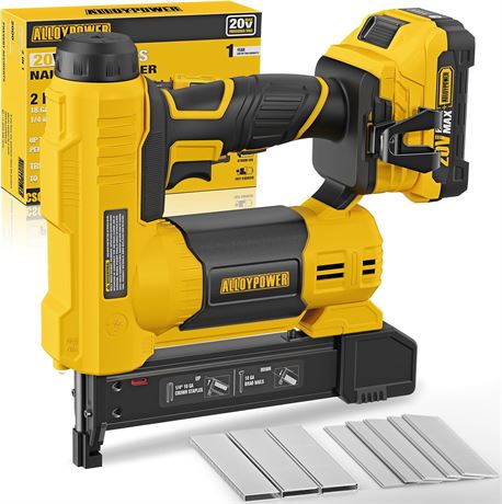 ALLOYPOWER 18-Gauge Cordless 2-in-1 Brad Nailer/Stapler, Battery Powered