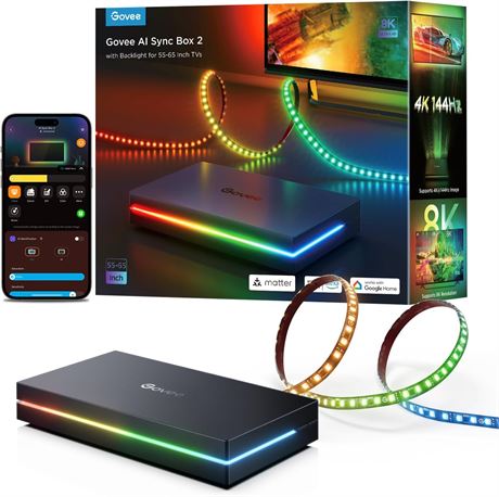 Boîtier HDMI Govee Sync Box 2 8K VRR Alexa LED 55-65" TV