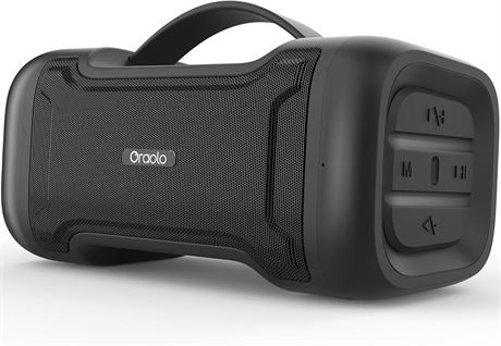 Oraolo Bluetooth Speaker IPX6 Waterproof Deep Bass 24H Playtime TF/SD, Mic