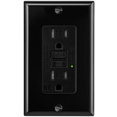 ELECTECK 15A Weather-Resistant GFCI Outlet – Black