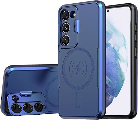 Galaxy S21 Plus 5G Case, Shockproof Cover with Kickstand, Lens Protector, Blue