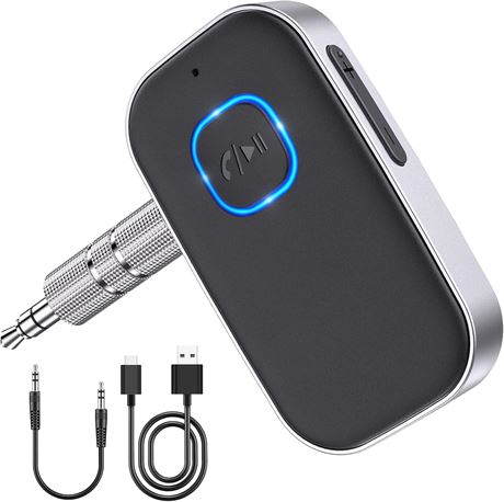 WOCBUY Bluetooth Car Adapter 3.5mm AUX Receiver for Music, Built-in Mic