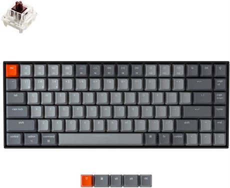 Keychron K2 V2 Mechanical Keyboard, 84 Keys, Bluetooth/USB, Gateron Brown