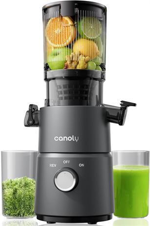 Canoly Cold Press Juicer, 350W Slow Masticating, 4.5" Feed Chute, Black