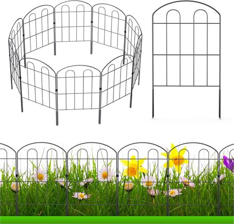 Garden Fence 24in x 10ft Coated Metal RustProof Wire Border Fencing