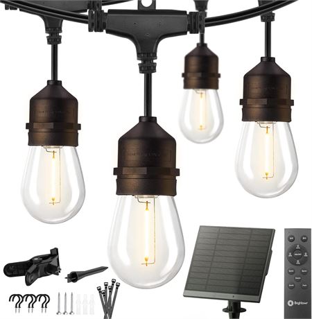 55FT Solar String Lights with Remote, Clips, 16 LED Bulbs Waterproof