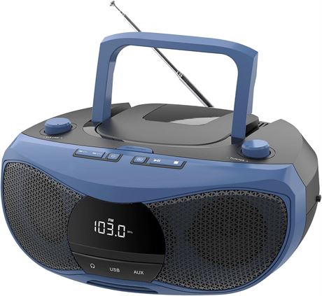 LONPOO Portable CD Player with Bluetooth Boombox, FM Radio, LCD