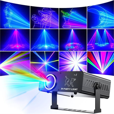 Lumières Laser Ehaho DJ RGB Animation 3D Télécommande Soirée Mariage Club