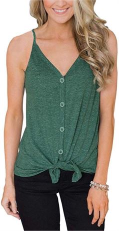 IVVIC Women’s Sleeveless Tie-Front Button Tank Top