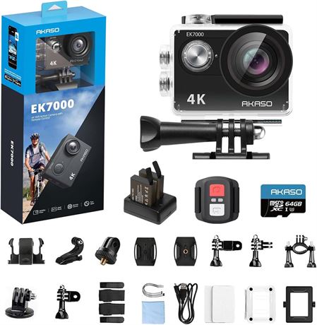 AKASO EK7000 4K Action Camera with 64GB microSD Waterproof Black
