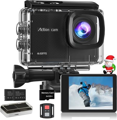 Cam ra d'action 4K/60FPS,  tanche 40 m, 48 MP, zoom 8X, EIS
