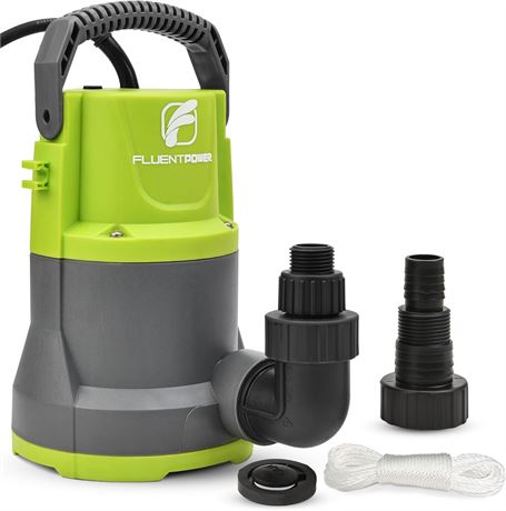 FLUENTPOWER 3/4HP Submersible Sump Pump, 3500GPH, 26ft Cord, Manual Control