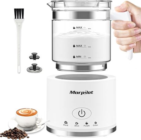 Electric Milk Frother, 16.9oz/500ml, 4-in-1 Steamer for Latte/Cappuccino, White