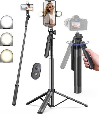 Tr pied t l phone 180 cm avec  clairage frontal et t l commande rechargeable