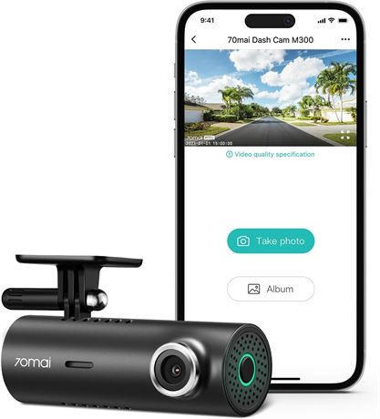 Caméra 70mai M300 QHD 1296P Dash Cam WiFi 140° Vision