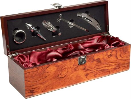 BRUBAKER 6 Pcs Bar Kit in Wine Box - 5 Stainless Steel Tools Incl.