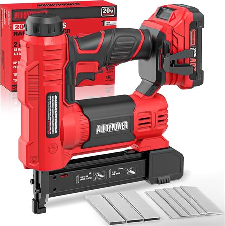 ALLOYPOWER 18-Gauge Cordless Brad Nailer/Stapler 2-in-1, Battery & Charger