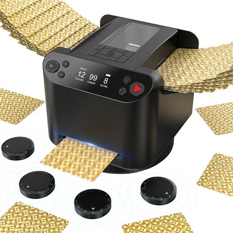 Automatic Card Shuffler & Dealer, 3-in-1, 2 Decks & 12 Players