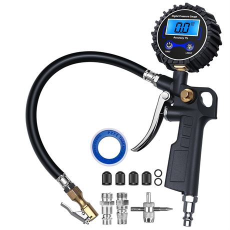 Digital Tire Pressure Gauge with Inflator, Air Compressor Accessories