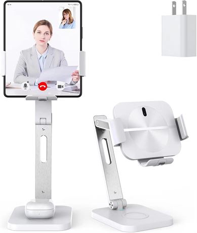 2-in-1 Z Fold Charger, Aluminum 3-Coil Fast Wireless Stand for Buds Pro/Live