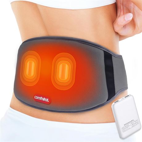 Comfheat Portable Heated Massage Belt, Wireless, 3 Heat Levels, Back Pain