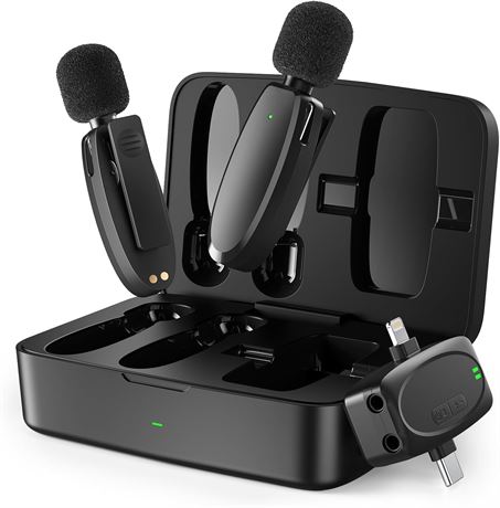 3-in-1 Wireless Lavalier Mic for iPhone/Android/Camera (Lightning/USB-C/3.5mm)