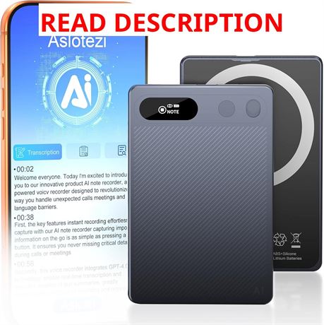 AI Voice Recorder, 64GB, App Control, Transcribe & Summarize, 81 Languages
