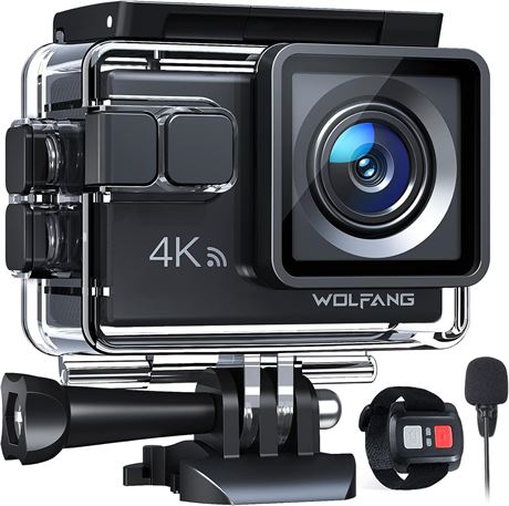 WOLFANG GA100 Action Camera 4K 20MP, Waterproof 40m, EIS, WiFi, 170