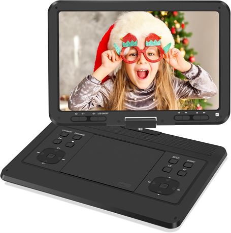 16.9' Portable DVD Player, 14.1' HD Swivel Screen, USB/SD, 6h Battery