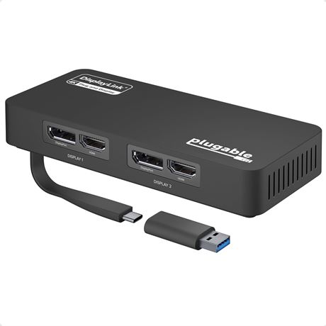 Plugable Dual 4K HDMI/DP Display Adapter, USB-C/USB 3.0 Compatible, Windows