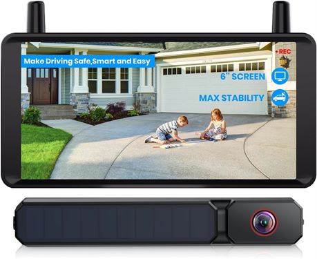AUTO-VOX 6-Inch Solar Backup Camera Wireless, 16:9 1080P, Dual Screen