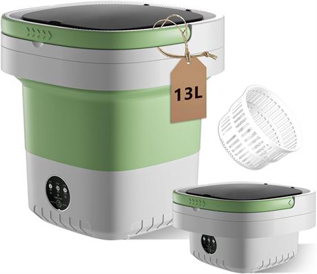 Mini Machine à Laver 13L Pliable 3 Modes Lessive Voyage Vert