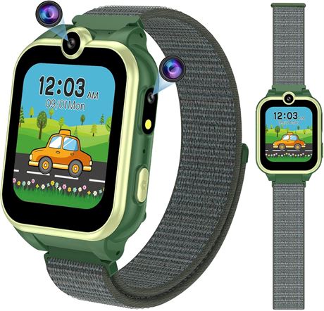 Kids Smart Watch for Girls Boys 4-10, Dual Camera Games Music Alarm Flashlight