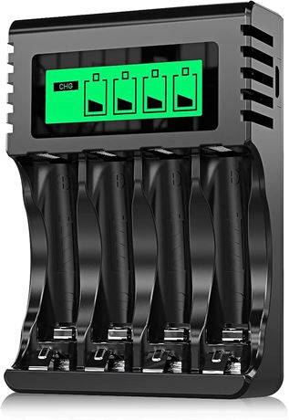 POWEROWL Rechargeable AA Batteries 2100mAh with 4-Bay Charger